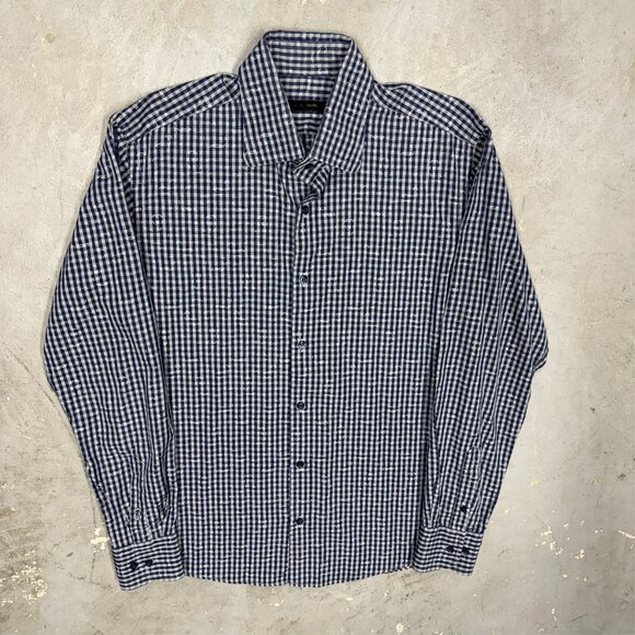 ETRO Milano Dress Shirt Check / Paisley Made in Italy Cotton 15 1/2 Medium - Picture 2 of 8